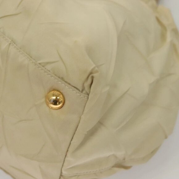 PRADA Hand Bag Nylon Beige Gold Auth 129942 - Picture 4 of 16